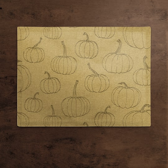 Mustard Yellow Pumpkin Pattern Cotton Twill Placemat